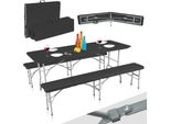 Strattore Tavolo Da Buffet In Plastica Set Tenda Da Birra Pieghevole Con Tavolo E 2 Panche - In Nero