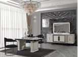 Set Sala Da Pranzo Tavolo 4X Sedie Credenza Specchio 7 Pezzi Jvmoebel