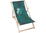 Sdraio Dreamroots Pieghevole In Legno Fino A 130 Kg, Sdraio Pieghevole Con Regolazione Dell'inclinazione Dello Schienale In 3 Fasi, Turchese Butterfly