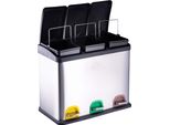 Cestino A Pedale Dirt Devil 3 X 15L Per La Raccolta Differenziata Con 3 Scomparti - Cestino Per La Cucina - Cestino Con Coperchio A Chiusura Morbida - 59 X 30 X 47,5 Cm - Cestino A Pedale In Acciaio Inox - Argento