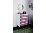 Cassettiera Con Specchio Cassettiere In Legno Mobili Armadio Camera Dei Bambini Rosa Nuovo