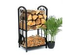 Dandibo Porta Legna Da Ardere Per Interni In Metallo Nero 72 Cm Supporto Per Legna Da Ardere Con Set Per Caminetto 96431 Carrello Porta Legna Da Ardere