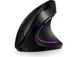Mouse Verticale Senza Fili Da 2,4 G, Ricaricabile, Verticale, Mouse Ergonomico, 3 Livelli Dpi Regolabili, Luce Scorrevole Rgb, Plug-And-Play, Nero
