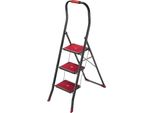 Scala Pieghevole In Acciaio Kadax "Oulu"", Scala A Gradini Rosso-Nera Con Portata Fino A 150 Kg, 3 Gradini"
