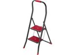 Scala Pieghevole In Acciaio Kadax "Oulu"", Scala A Gradini Rosso-Nera Con Portata Fino A 150 Kg, 2 Gradini"
