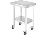Vevor 61X45Cm Tavolo In Acciaio Inox Con Rotelle Tavolo Da Lavoro Tavolo Da Cucina Tavolo Da Taglio Per Cucina Ristorante