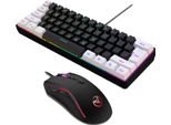 Set Tastiera E Mouse Hxsj V700BW+A869, Tastiera Retroilluminata Rgb A 61 Tasti + Mouse Di Colore Nero, Usb Plug-And-Play/Quattro Livelli Dip Regolabili (Fino A 3200 Dpi)