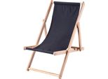 Sdraio Kadax "Tulon"", Sedia Da Spiaggia In Legno, Lettino Fino A 120 Kg, Nero"