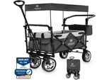 Carrello Pieghevole Con Tetto Carrello Da Trasporto, 2 Posti Con Sistema Di Cinture A 3 Punti, Pieghevole, Pneumatici In Gomma Piena, Fino A 80 Kg, Freni Anteriori E Posteriori + Borsa Di Trasporto - Antracite/Grigio