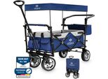 Carrello Pieghevole Con Tetto Carrello Da Trasporto, 2 Posti Con Sistema Di Cinture A 3 Punti, Pieghevole, Pneumatici In Gomma Piena, Fino A 80 Kg, Freni Anteriori E Posteriori + Borsa Di Trasporto - Blu/Grigio