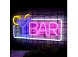 Luce Led Neon, Applique Decorativa, Bar Bianco Blu Rosa, Circa 42 X 22 X 2 Cm