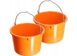 Secchio Da Costruzione In Plastica Kadax "Kanan"", Secchio Per Malta Con Manico, Secchio, Secchio Per Cemento, Secchio Per Acqua, Arancione, 20 Litri, 2 Pezzi"