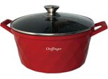 Pentola Da Cucina In Alluminio Fuso Coperchio In Vetro Ø32Cm Induzione Rivestimento In Marmo Pentola Per Zuppa Rosso