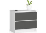 Comò K60 2 Cassetti Bianco E Grigio Grafite