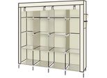 Armadio Fch, Armadio Pieghevole, Armadio In Tessuto, Appendiabiti Con 2 Aste E 4 Tasche Laterali, 169,5X44X181,5 Cm, Beige