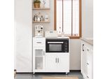 Sobuy FSB78-W Credenza Carrello Da Cucina Armadio Per Microonde Armadio Da Cucina Carrello Per Servire Carrello Bianco