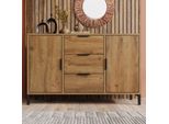 Cassettiera Flieks Con 3 Cassetti E 2 Ante, Credenza Per Soggiorno Con Gambe In Metallo, Cassettiera Per Camera Da Letto, Corridoio, Soggiorno, 120 X 40 X 76Cm