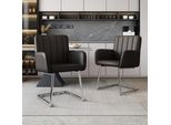 Set Di 2 Sedie Imbottite Flieks, Set Di 2 Sedie A Sbalzo Per Sala Da Pranzo, Sedie Per Visitatori, Sedie Da Lavoro Con Braccioli E Gambe In Metallo, Pu, Nero Marrone