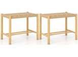 Costway Set Di 2 Sgabelli Da Bar In Legno, Sgabello Da Bar Altezza 45 Cm Con Poggiapiedi, Sedia Da Cucina In Carta Intrecciata, Sgabello Da Banco Bistrot Per Cucina, Sala Da Pranzo, Cortile (56 X 36 X 45 Cm)