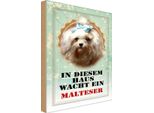 Vianmo Insegna In Legno 30X20 Cm Hund In Diesem Haus Wacht Malteser