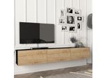 Mobile Tv 'Vihti' 180X31X29,5Cm Nero/Rovere