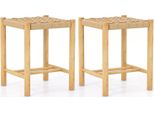 Costway Set Di 2 Sgabelli Da Bar In Legno, Sgabello Da Bar Altezza 45 Cm Con Poggiapiedi, Sedia Da Cucina In Carta Intrecciata, Sgabello Da Banco Bistrot Per Cucina, Sala Da Pranzo, Cortile (36 X 36 X 45 Cm)