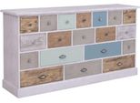 Casa Padrino Cassettiera In Stile Country Grigio Chiaro / Multicolore 180 X 48 X H. 95 Cm - Mobile In Legno Massiccio Con 19 Cassetti - Mobili In Stile Country - Mobili In Stile Country - Arredamento In Stile Country