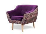 Gutto Poltrona Luxi Poltrona Viola Prugna Fial Motivo Grafico Poltrona Imbottita Scandinava Gambe In Legno Cuciture In Velluto Ad Alta Resistenza