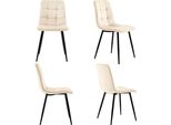 Set Di 4 Sedie Da Pranzo Imbottite Flieks, Sedie Da Cucina Con Schienale, Sedia Da Pranzo Con Rivestimento In Velluto, Beige
