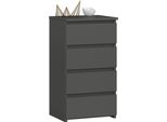 3Xcassettiera Da Salotto, Credenza Con 4 Cassetti (L:40Cm X H:74Cm X P:35Cm) In Grigio Grafite