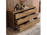 Cassettiera Flieks Con 6 Cassetti, Credenza Per Soggiorno Con Gambe In Metallo, Cassettiera Per Camera Da Letto, Corridoio, Soggiorno, 120 X 40 X 76Cm