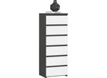 3Xcassettiera Da Salotto, Credenza Con 6 Cassetti (L:40Cm X H:109Cm X P:35Cm) In Grigio Grafite E Bianco