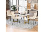 Flieks Set Da Pranzo 5 Pezzi, Tavolo Da Cucina Set Sala Da Pranzo Gruppo Di Sedute, Tavolo Da Pranzo Con 4 Sedie, Tavolo Da Pranzo Rettangolare 117X68X75Cm Con Set Di 4 Sedie Da Pranzo In Velluto, Beige