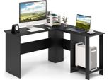 Costway Scrivania A L, Scrivania Angolare Con 2 Fori Per Cavi E Vani Portaoggetti, Scrivania Angolare, Scrivania Per Computer, Scrivania Per Casa O Ufficio, 130 X 130 X 74 Cm (Nero)