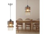 Zmh Luce A Sospensione Tavolo Da Pranzo Moderno 1 Fiamma E27 Vetro Luce A Sospensione 150CM Altezza Regolabile Cristallo Lampada A Sospensione Per Soggiorno Cucina Sala Da Pranzo Tavolo Da Pranzo
