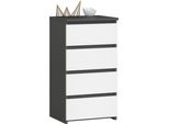 3Xcassettiera Da Salotto, Credenza Con 4 Cassetti (L:40Cm X H:74Cm X P:35Cm) In Grigio Grafite E Bianco