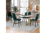 Flieks Set Da Pranzo 5 Pezzi, Tavolo Da Cucina Set Sala Da Pranzo Gruppo Di Sedute, Tavolo Da Pranzo Con 4 Sedie, Tavolo Da Pranzo Rettangolare 117X68X75Cm Con Set Di 4 Sedie Da Pranzo In Velluto, Verde