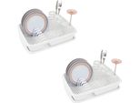 Novaliv 2X Scolapiatti White 40 X 30 Cm Incl. Vaschetta Di Raccolta - Scolapiatti Per Cucina E Piccoli Lavelli - Per Lavare Piatti E Posate - Scolapiatti Scolapiatti