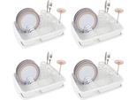 Novaliv 4X Vassoio Organizzatore Per Piatti Bianco 40 X 30 Cm - Scolapiatti - Uso Versatile Per Cucina E Lavello Piccolo - Portaposate E Stoviglie - Portapiatti Cucina
