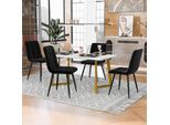 Flieks Set Da Pranzo 5 Pezzi, Tavolo Da Cucina Set Sala Da Pranzo Gruppo Di Sedute, Tavolo Da Pranzo Con 4 Sedie, Tavolo Da Pranzo Rettangolare 117X68X75Cm Con Set Di 4 Sedie Da Pranzo In Velluto, Nero