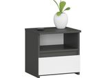 Cassettiera, Credenza, Comodino Con 1 Cassetto E 1 Ripiano (L:40 Cm X H:40 Cm X P:35 Cm) In Grigio Grafite E Bianco