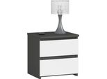 Cassettiera, Credenza, Comodino Con 2 Cassetti (L:40 Cm X H:40 Cm X P:35 Cm) In Grigio Grafite E Bianco