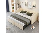 Merax Day Bed 90X200Cm/180X200Cm Letto Estraibile, Divano Letto Estensibile Con Rete A Doghe E Braccioli, Letto Imbottito In Velluto Letto Per Bambini Divano Letto