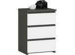3Xcassettiera Da Salotto, Credenza Con 3 Cassetti (L:40Cm X H:57Cm X P:35Cm) In Grigio Grafite E Bianco