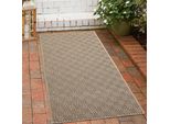 Tappeto Per Esterni Robusto E Resistente Alle Intemperie - Motivo A Rombi Beige/Nero Dimensioni - 80 X 250 Cm