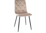 Sedia Da Pranzo Imbottita Kinka - Nero / Beige Scuro