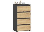 3Xcassettiera Da Salotto, Credenza Con 4 Cassetti (L:40Cm X H:74Cm X P:35Cm) In Grigio Grafite E Rovere Artigianale