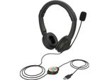 OY359 Cuffia Con Cavo Usb, Cuffia Per Operatore, Microfono Esterno, Con Controllo Del Cavo, Controllo Del Volume, Microfono/Mute A Un Pulsante, Nero