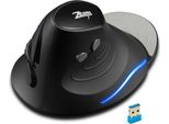 Zelotes F-17 Mouse Verticale, 2,4 Ghz, Mouse Da Gioco Wireless, 6 Pulsanti, Mouse Ottico Ergonomico Con 3 Dpi Regolabili Per Pc, Laptop, Nero