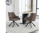 Flieks Sedia Da Sala Da Pranzo Set Di 2 Sedie Girevoli Con Gambe In Metallo, Sedia Imbottita Girevole A 360°, Sedia Da Soggiorno Sedia Da Cucina, Rivestimento In Velluto, Marrone Caffè